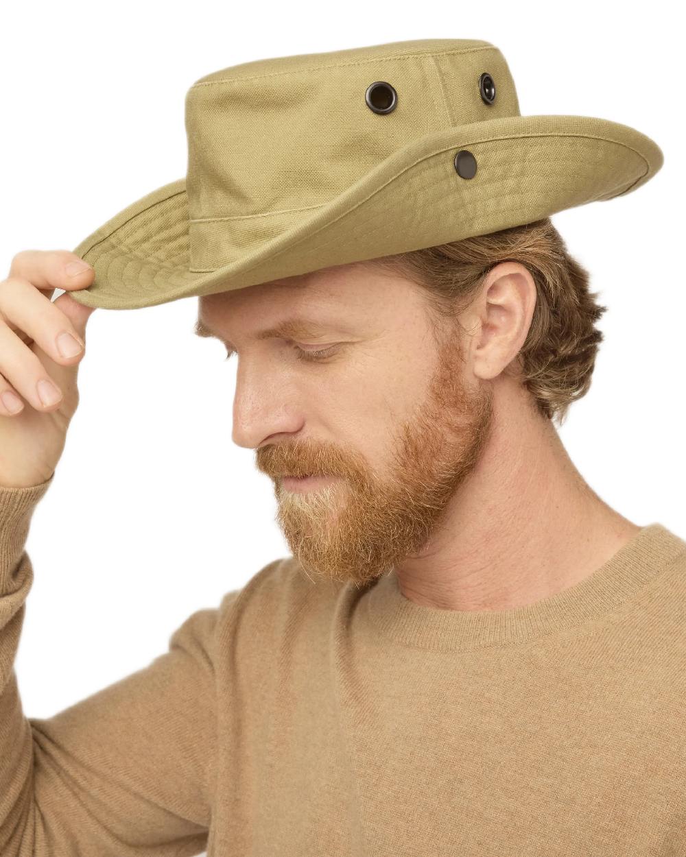 Fresh Straw Coloured Tilley T3 Wanderer Hat on White background 