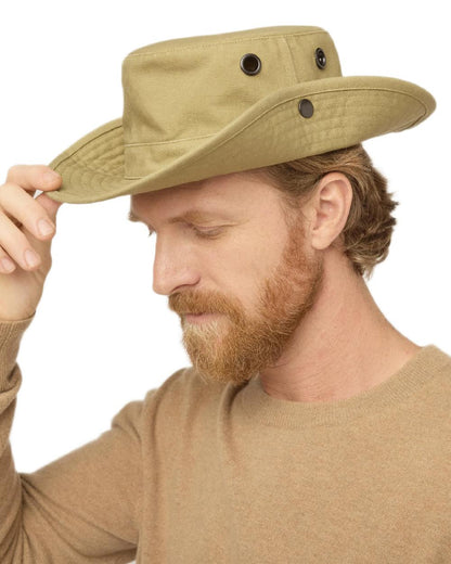Fresh Straw Coloured Tilley T3 Wanderer Hat on White background 