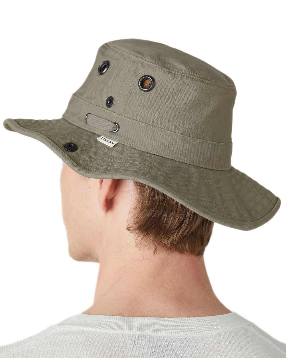 Khaki coloured Tilley T3 Wanderer Hat on White background 