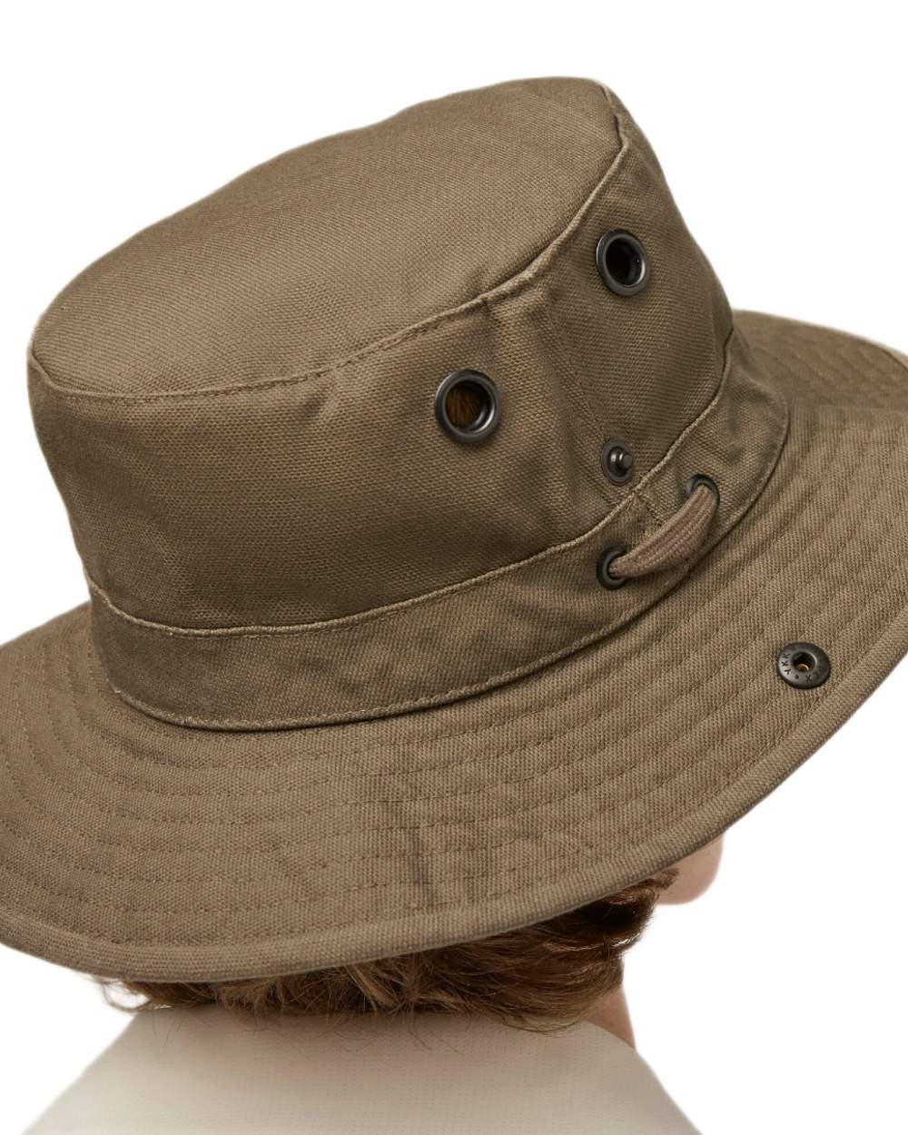 Olive coloured Tilley T3 Wanderer Hat on White background 