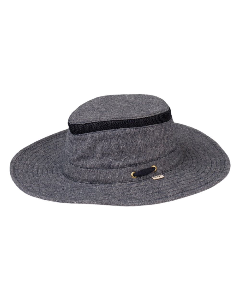 Navy Coloured Tilley TMH55 Organic Airflo Sun Hat on white background 