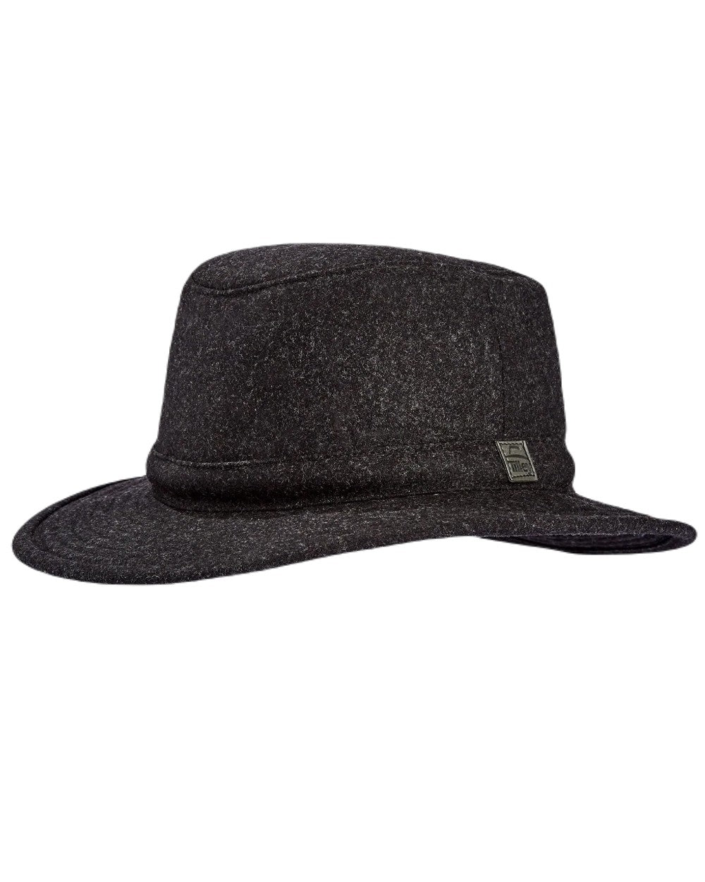 Black coloured Tilley TTW2 Tec Wool Bucket Hat on white background 