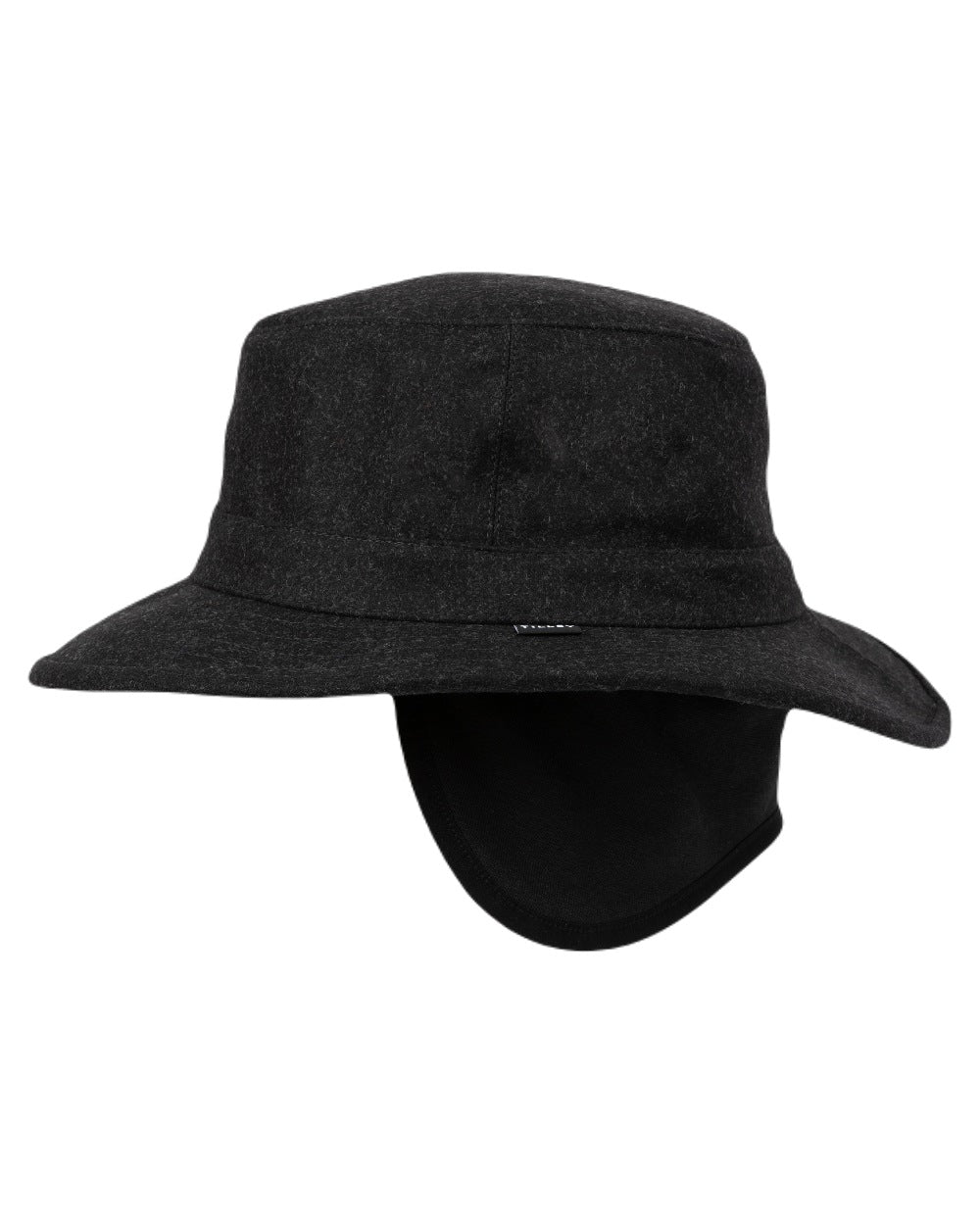 Black coloured Tilley TTW2 Tec Wool Bucket Hat on white background 