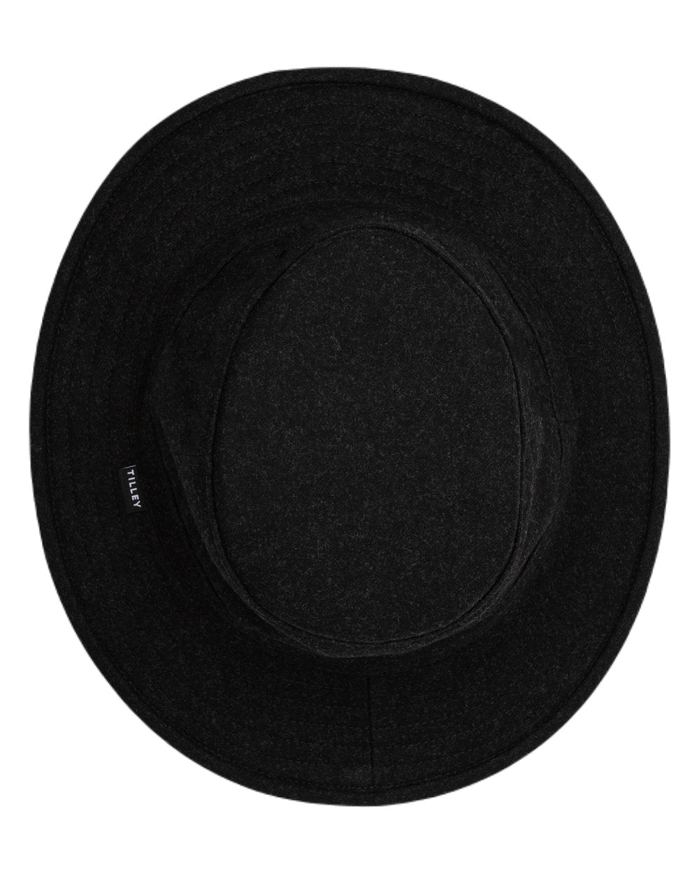 Black coloured Tilley TTW2 Tec Wool Bucket Hat on white background 