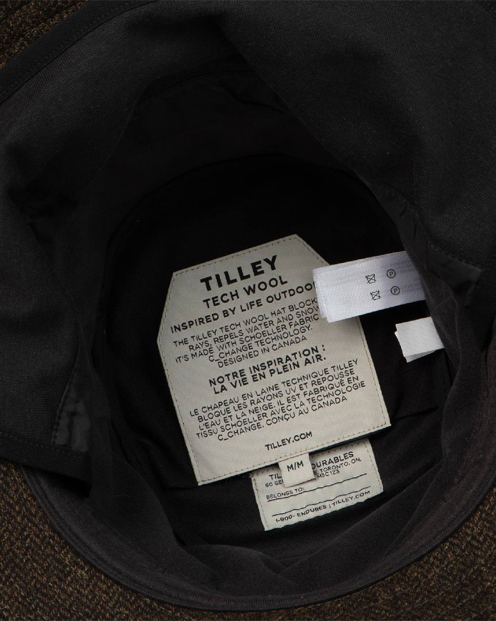 Olive Coloured Tilley TTW2 Tec Wool Bucket Hat on white background 
