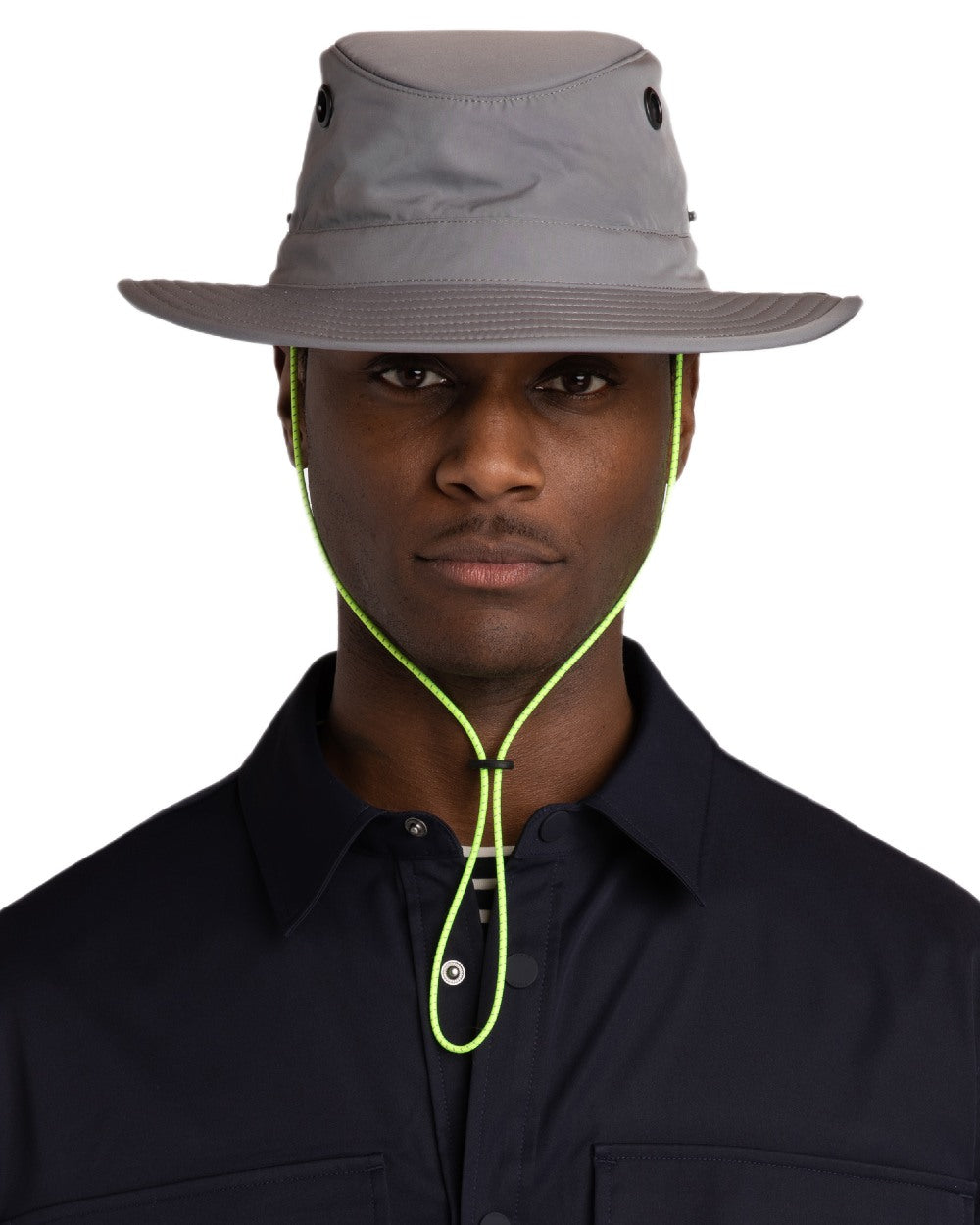 Grey Green coloured Tilley TWS1 All Weather Hat on white background 