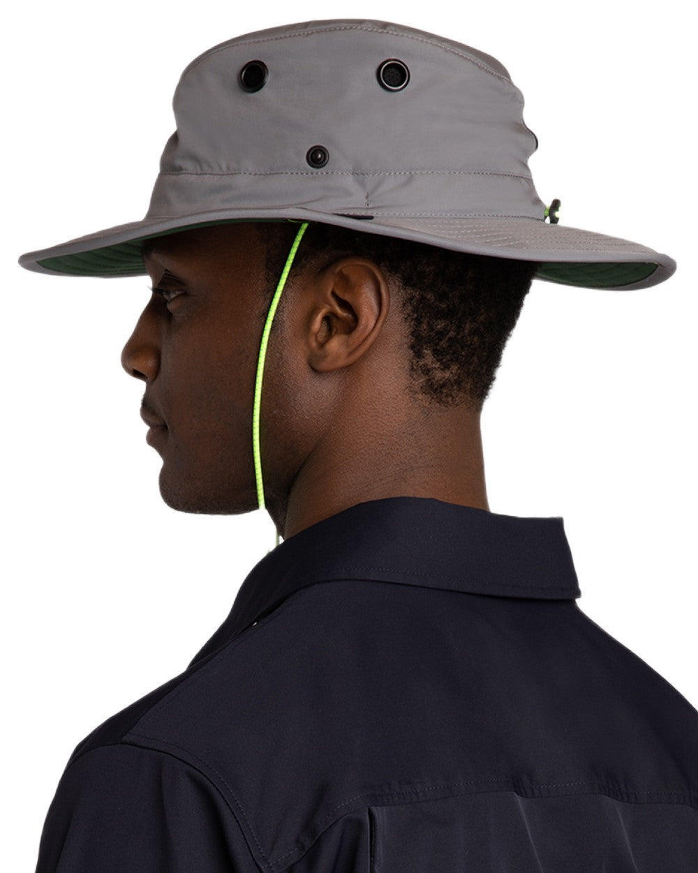 Grey Green coloured Tilley TWS1 All Weather Hat on white background 