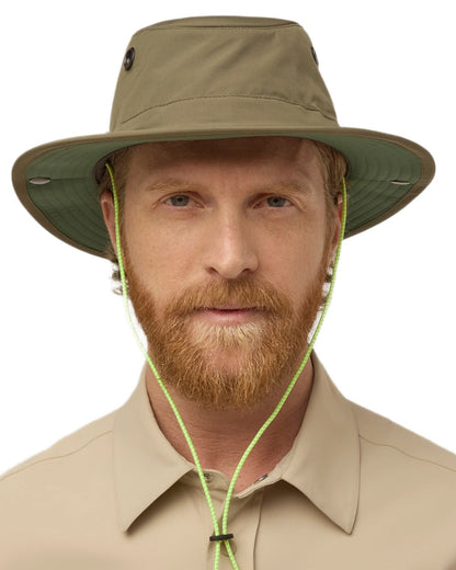 Olive Green coloured Tilley TWS1 All Weather Hat on white background 