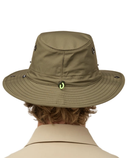 Olive Green coloured Tilley TWS1 All Weather Hat on white background 