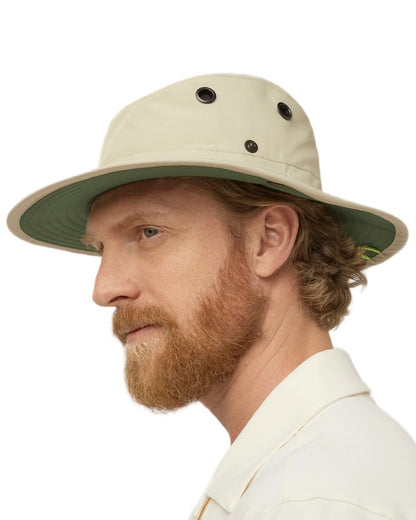 Stone Green coloured Tilley TWS1 All Weather Hat on white background 