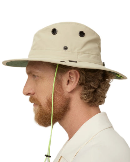 Stone Green coloured Tilley TWS1 All Weather Hat on white background 
