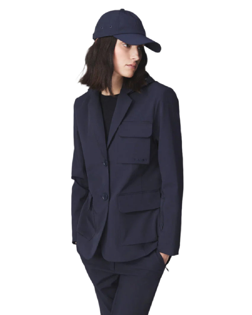 Navy Coloured Tilley Travelers Cap on white background 