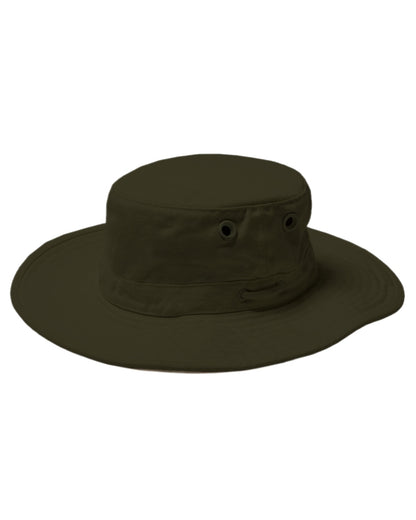 Dark Pine Coloured Tilley Wide Brim Wanderer Hat on white background 
