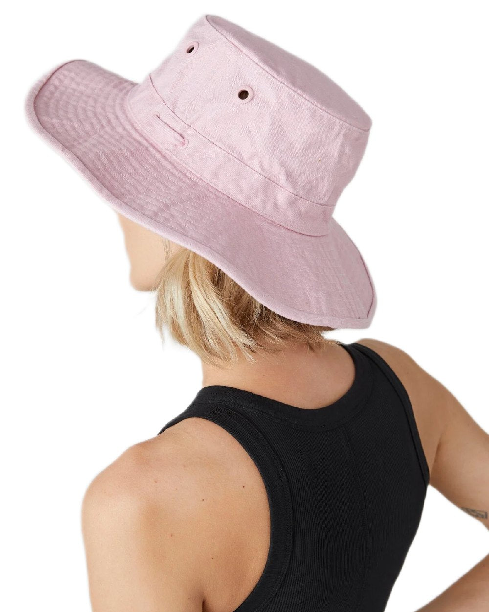 Light Pink Coloured Tilley Wide Brim Wanderer Hat on white background 