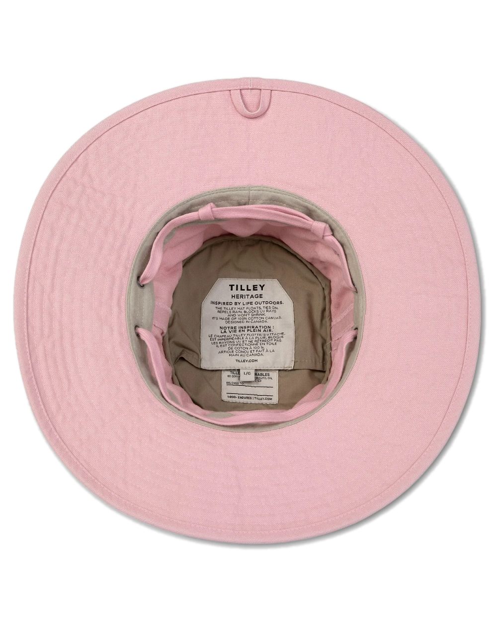 Light Pink Coloured Tilley Wide Brim Wanderer Hat on white background 