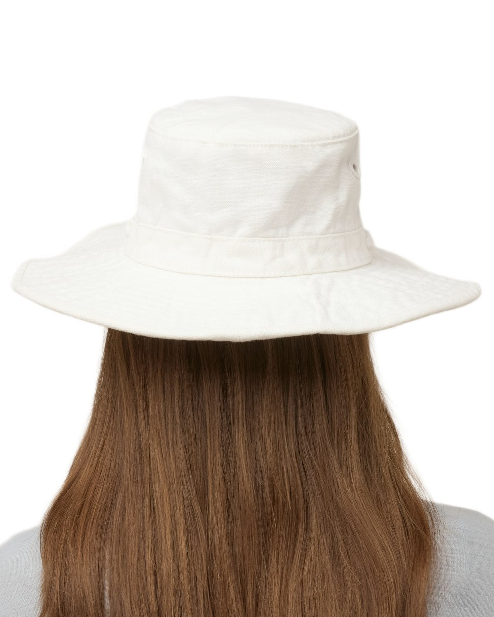 White Coloured Tilley Wide Brim Wanderer Hat on white background 