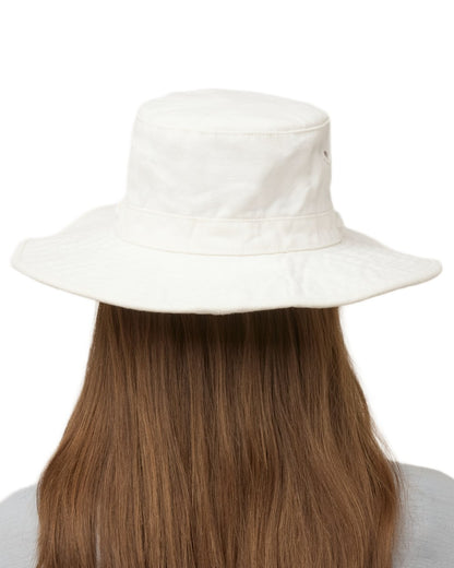 White Coloured Tilley Wide Brim Wanderer Hat on white background 