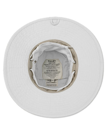 White Coloured Tilley Wide Brim Wanderer Hat on white background 