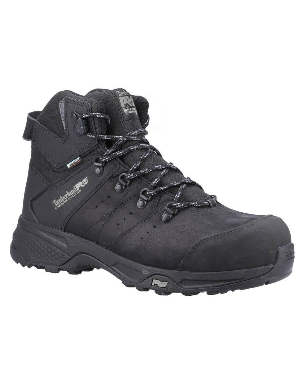 Black coloured Timberland Pro Switchback Work Boots on white background 