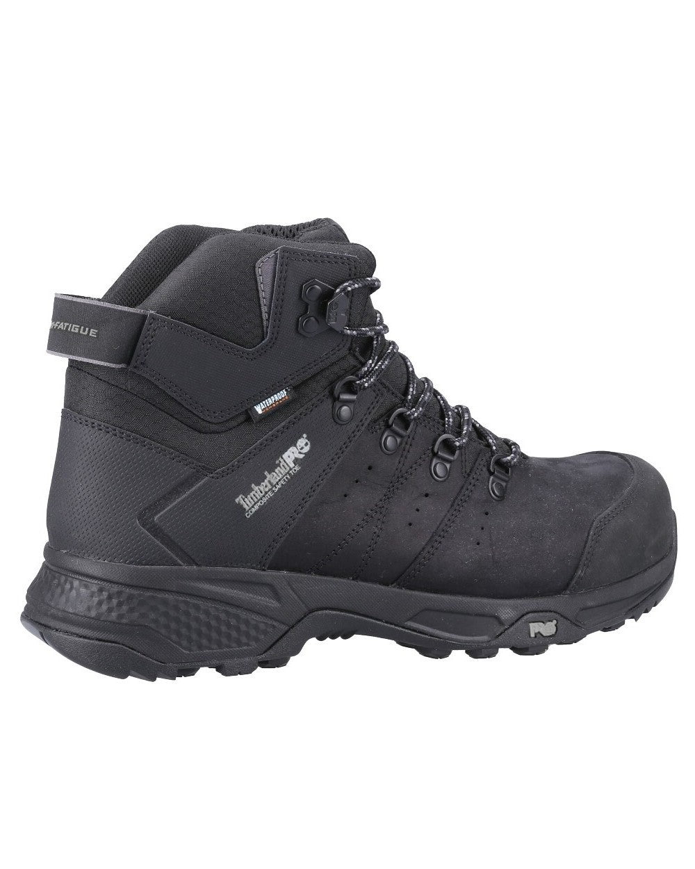 Black coloured Timberland Pro Switchback Work Boots on white background 