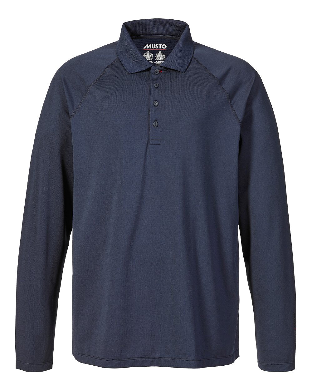True Navy Coloured Musto Evolution Sunblock Long Sleeve Polo Shirt 2.0 On A White Background 