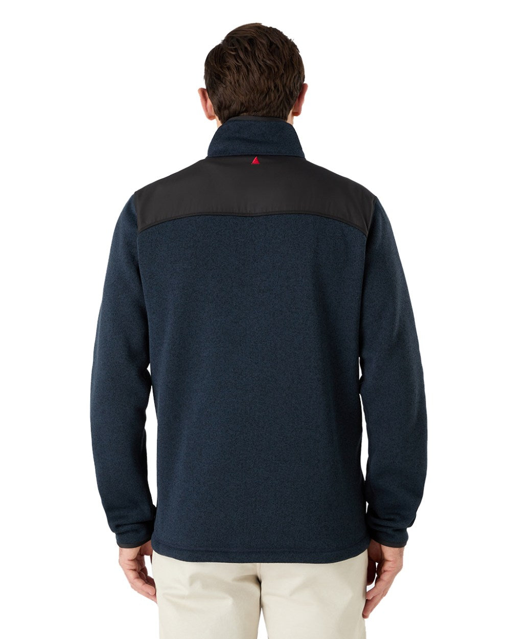 True Navy Marl Coloured Musto Mens Knitted Fleece On A White Background 