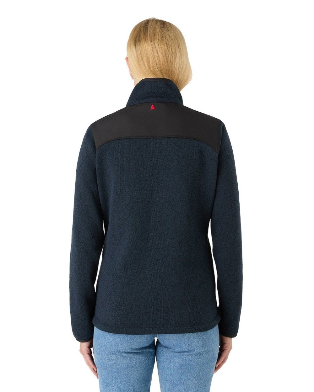 True Navy Marl Coloured Musto Womens Knitted Fleece On A White Background 