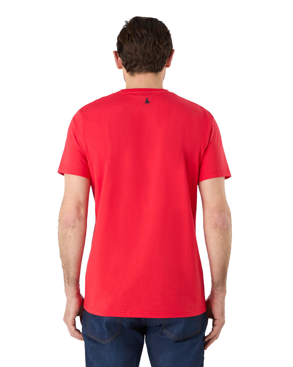 True Red Coloured Musto Mens Nautic Short Sleeve T-Shirt On A White Background 