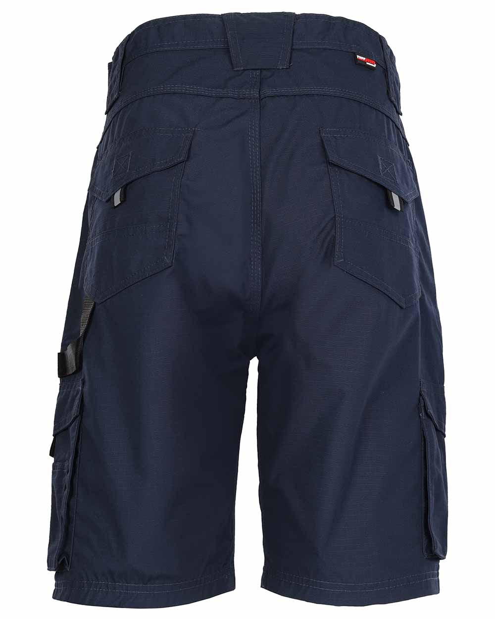 Back view flap closed pockets Tuffstuff Enduro Work Shorts in Navy 
