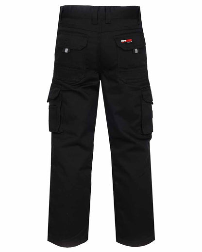 Back view TuffStuff Junior Pro Work Trousers in Black 