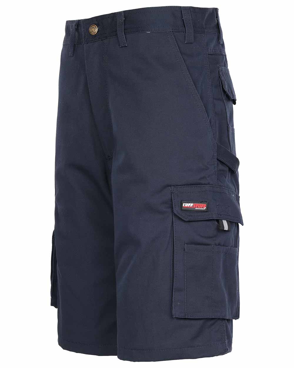 Navy Blue Coloured TuffStuff Pro Work Shorts On A White Background 