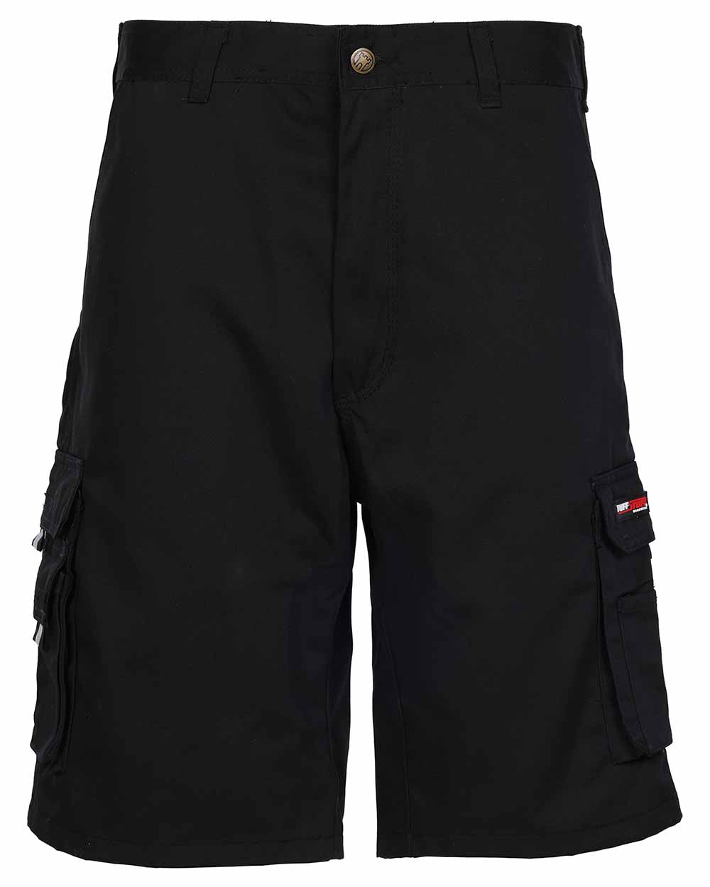 Black Coloured TuffStuff Pro Work Shorts On A White Background 