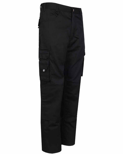 Side view showing cargo thigh pockets TuffStuff Pro Work Trousers in Black 