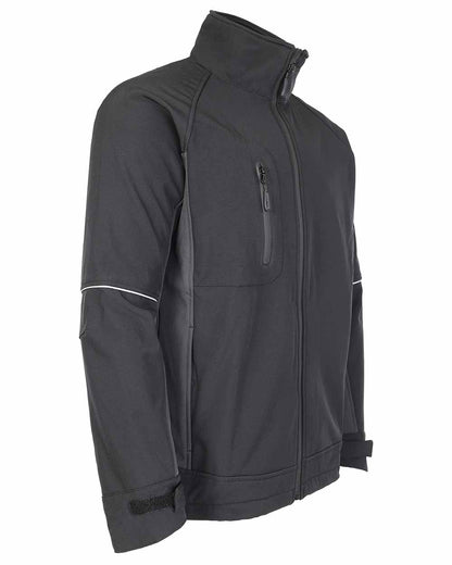 Side view showing reflective strips TuffStuff Stanton Softshell Jacket in black