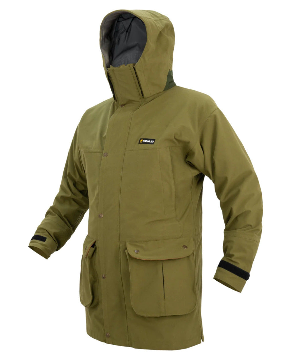 Tussock Green Coloured Swazi Wapiti Xp Jacket On A White Background 