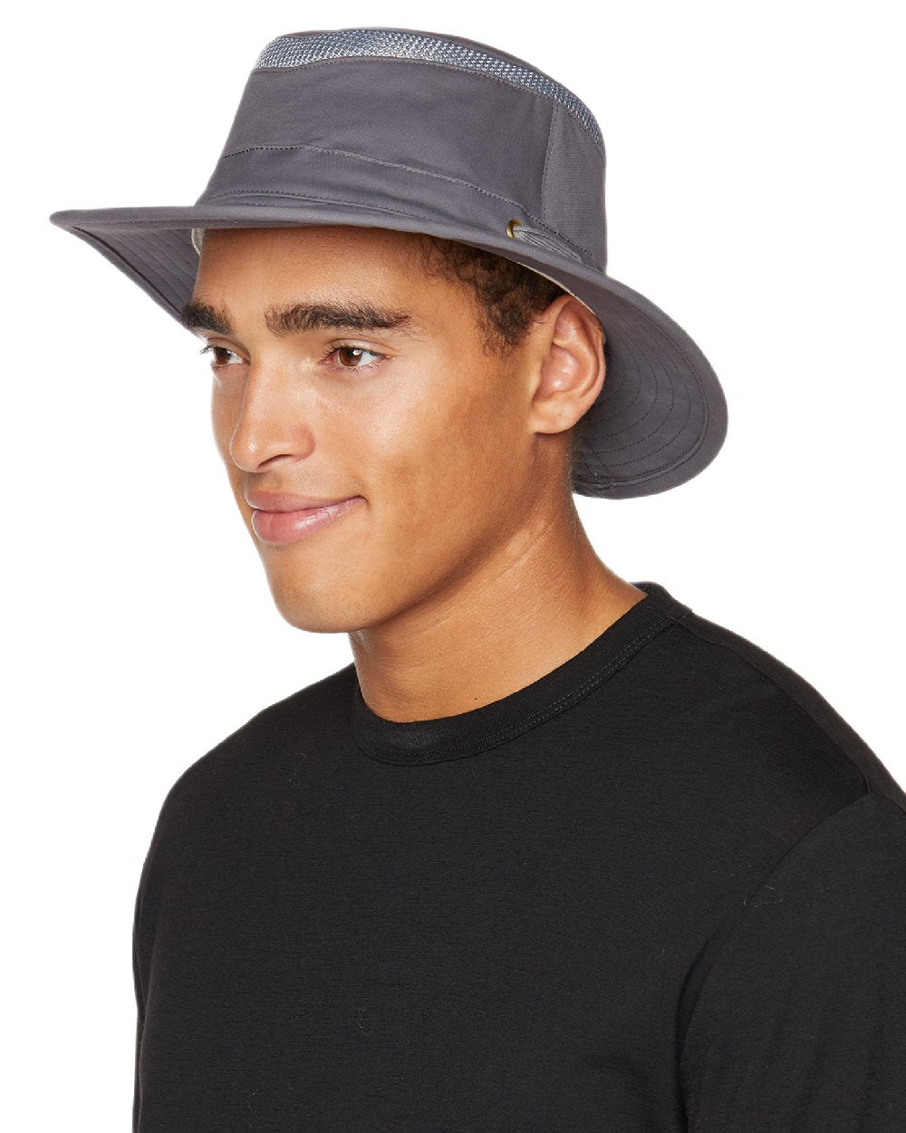 Grey Coloured Tilley Airflo Organic T5MO Cotton Hat on white background 