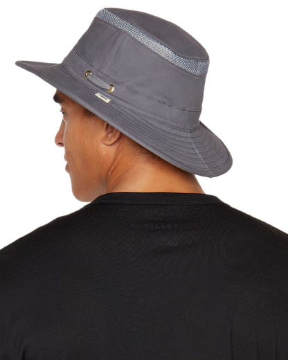 Grey Coloured Tilley Airflo Organic T5MO Cotton Hat on white background 