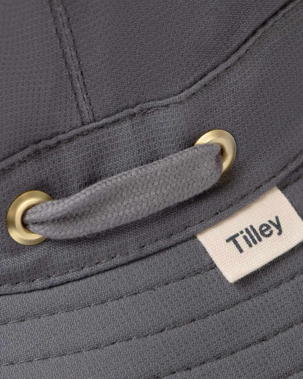 Grey Coloured Tilley Airflo Organic T5MO Cotton Hat on white background 