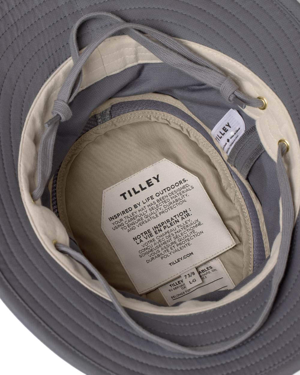 Grey Coloured Tilley Airflo Organic T5MO Cotton Hat on white background 