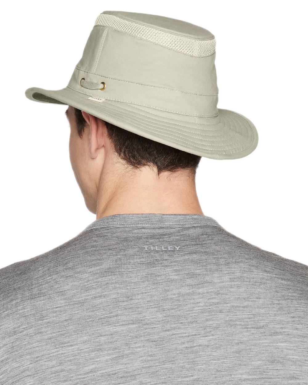 Khaki Olive Coloured Tilley Airflo Organic T5MO Cotton Hat on white background 