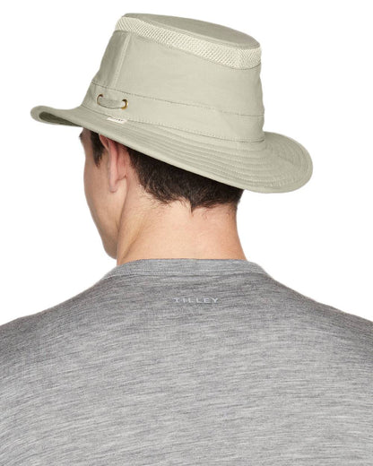 Khaki Olive Coloured Tilley Airflo Organic T5MO Cotton Hat on white background 