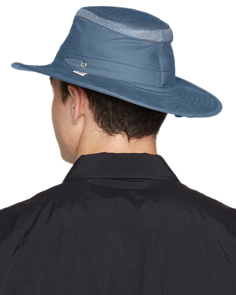 Mid Blue Coloured Tilley Airflo Organic T5MO Cotton Hat on white background 