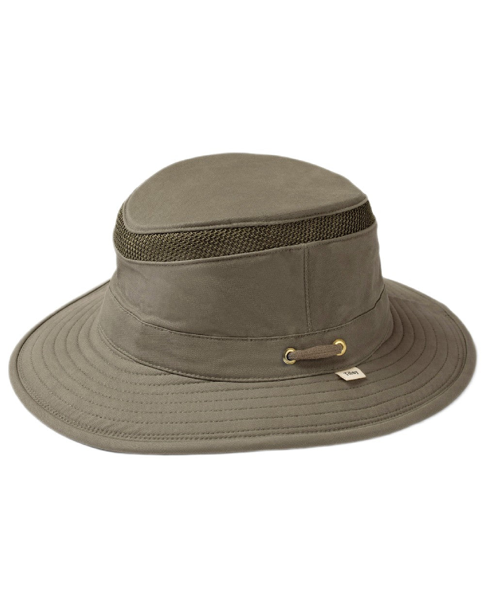 Olive Coloured Tilley Airflo Organic T5MO Cotton Hat on white background 