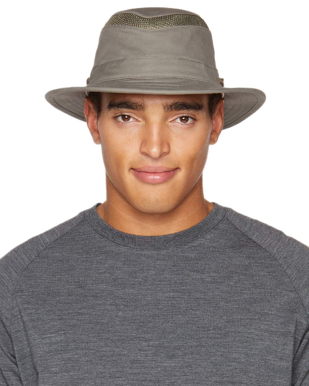 Olive Coloured Tilley Airflo Organic T5MO Cotton Hat on white background 