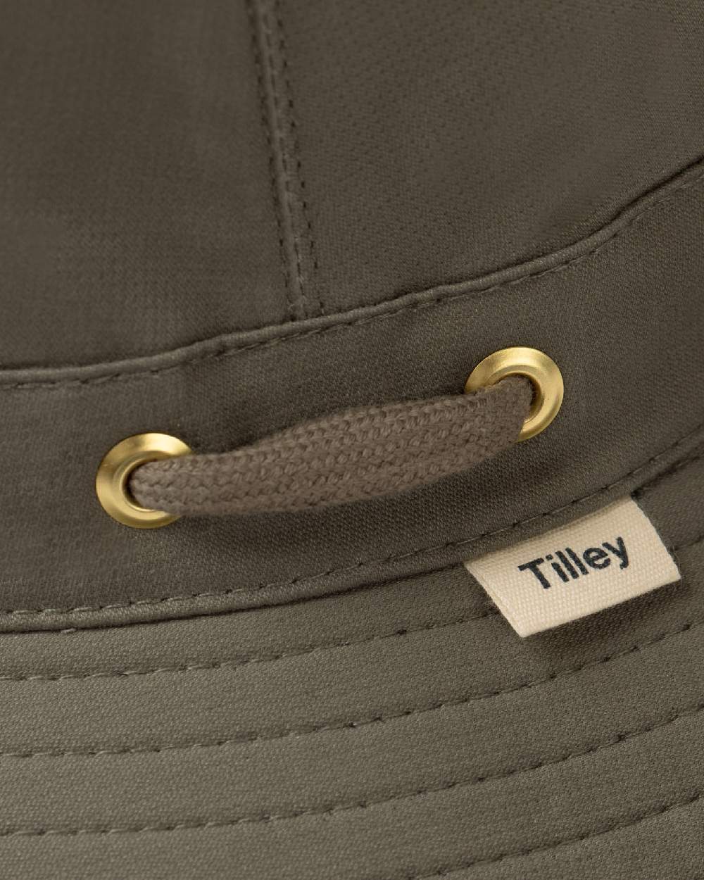 Olive Coloured Tilley Airflo Organic T5MO Cotton Hat on white background 