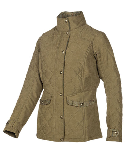 Light Khaki Coloured Baleno Halifax Ladies Quilted Jacket on white background 