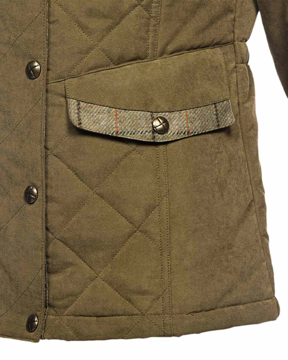 Light Khaki Coloured Baleno Halifax Ladies Quilted Jacket on white background 