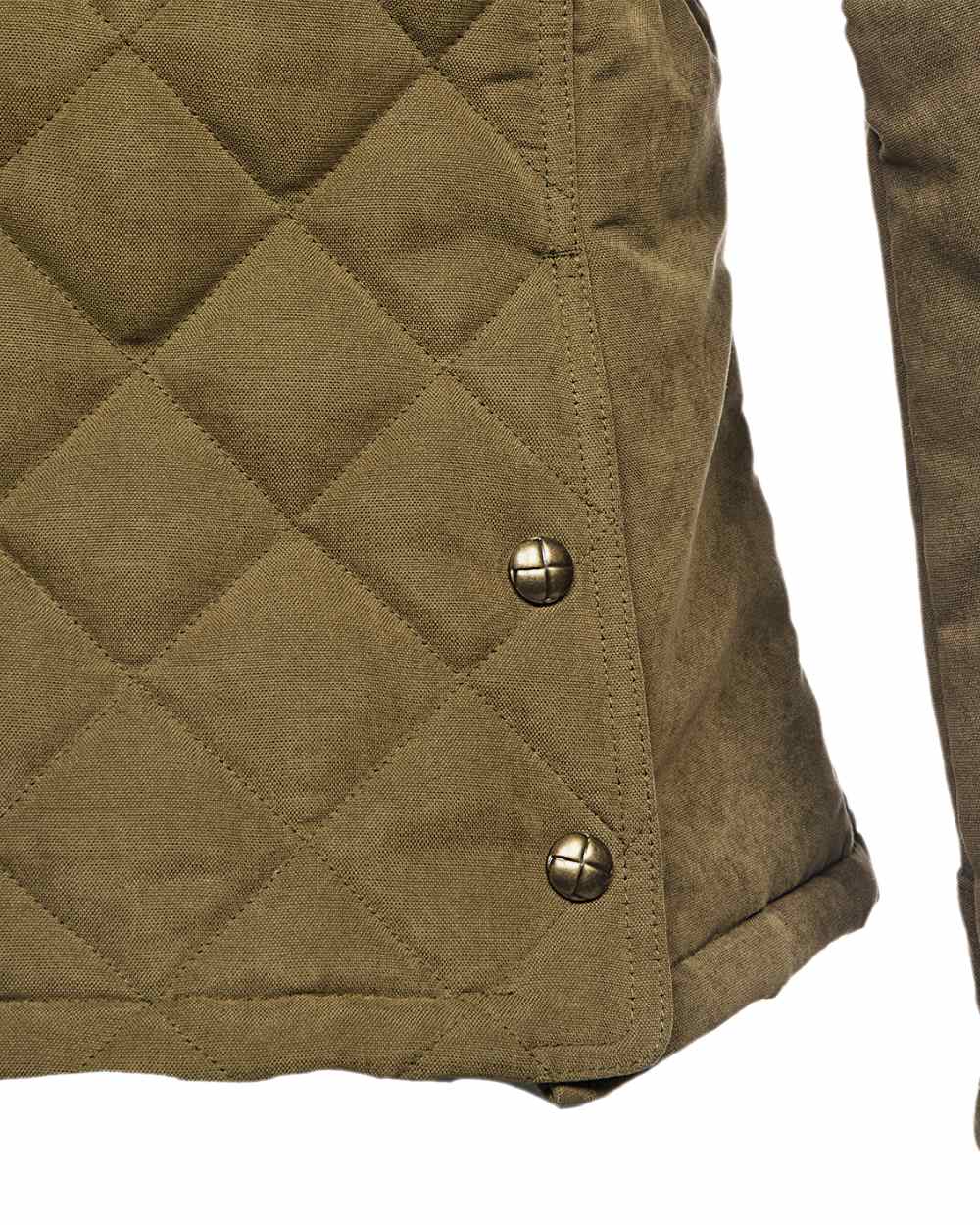 Light Khaki Coloured Baleno Halifax Ladies Quilted Jacket on white background 