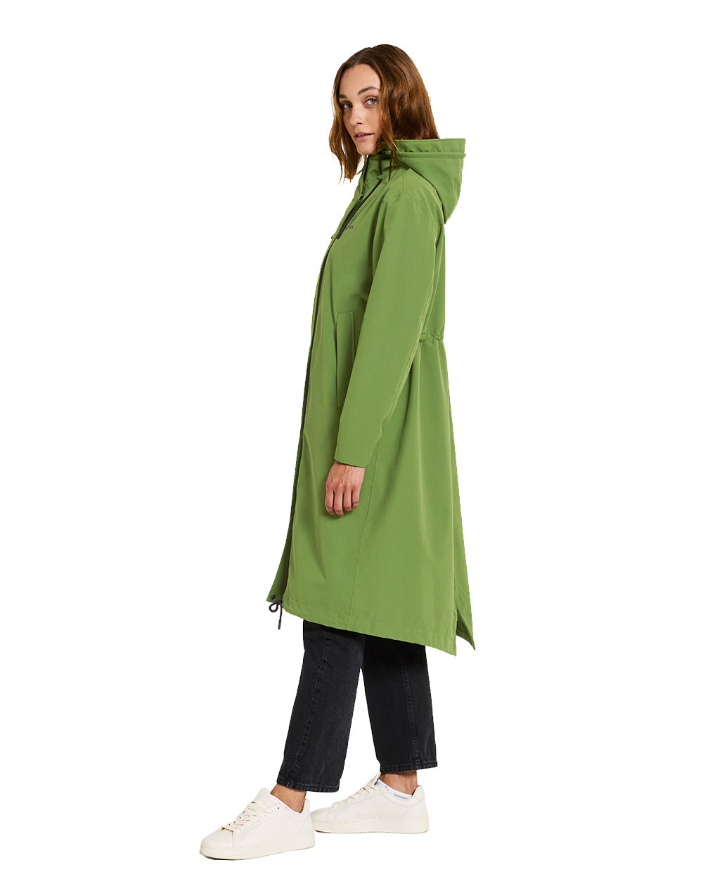 Velvet Green Coloured Didriksons Alice Womens Parka Long 2 On A White Background 