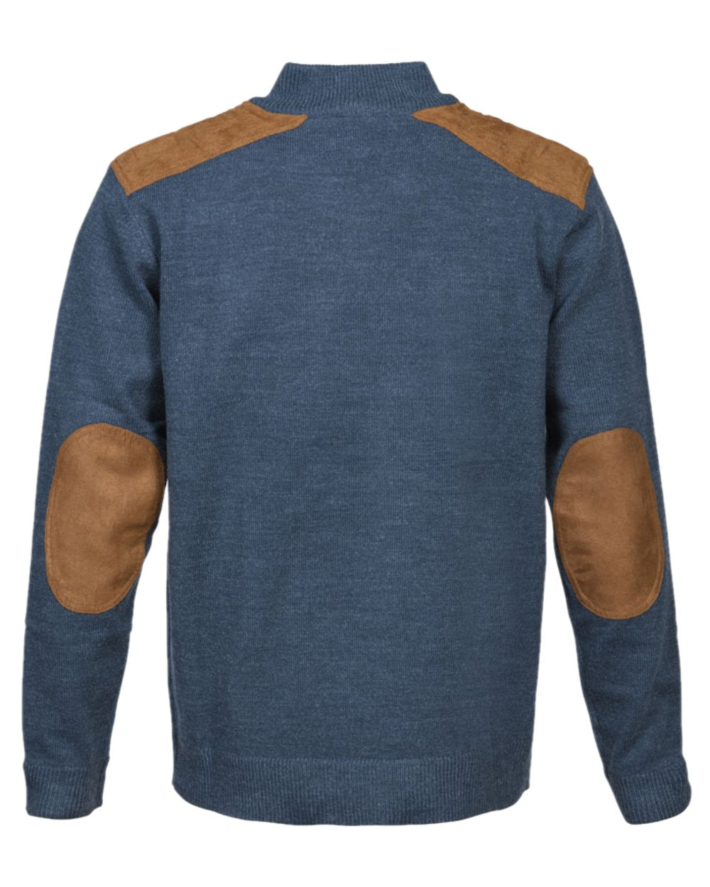 Blue Denim Coloured Verney Carron Fox Zipped Pullover on white background 